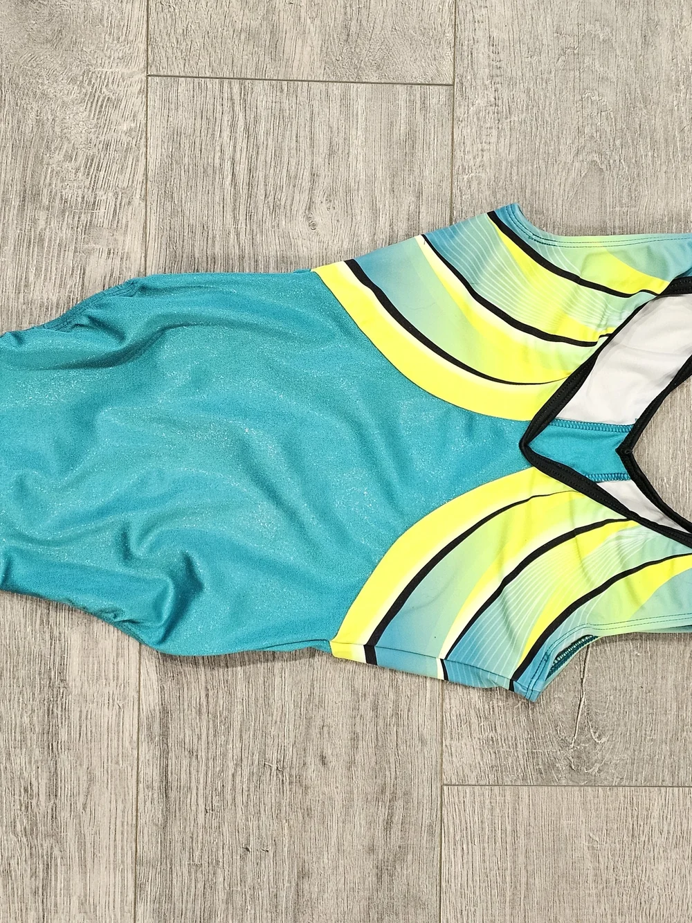 GK Elite Adult X-Small Blue Neon Gymnastics Leotard Rhinestone Competition Leo